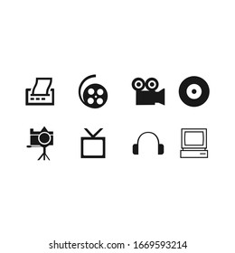 icon set Audio Video Pixel vector