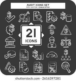 Icon Set Audit. related to Education symbol. chalk Style. design editable