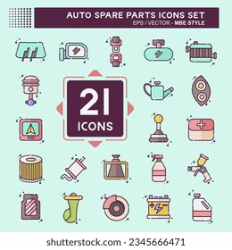 Icon Set Auto Spare Parts. related to Spare Parts symbol. MBE style. simple design editable. simple illustration