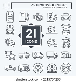 Icon Set Automotive. suitable for education symbol. line style. simple design editable. design template vector. simple illustration