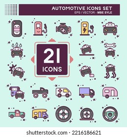 Icon Set Automotive. suitable for education symbol. MBE style. simple design editable. design template vector. simple illustration