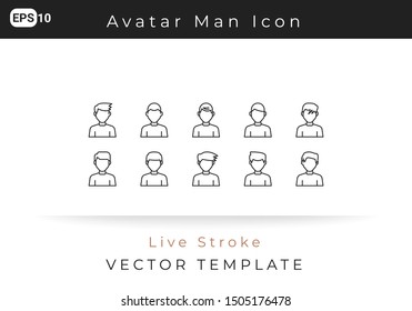 Icon Set Avatar Man For Website, Infographic Element. Vector Illustration