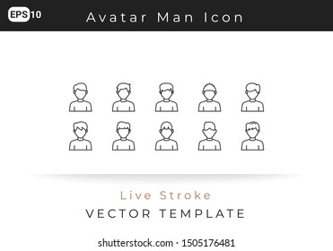 Icon Set Avatar Man For Website, Infographic Element. Vector Illustration