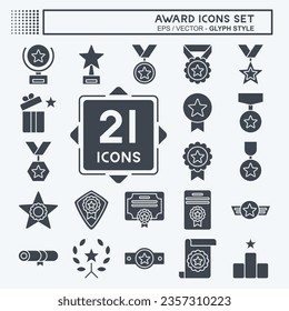 Icon Set Award. related to Award symbol. glyph style. simple design editable. simple illustration