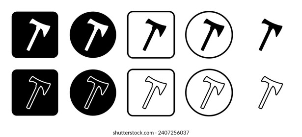 Icon set of axe symbol. Filled, outline, black and white icons set, flat style.  Vector illustration on white background