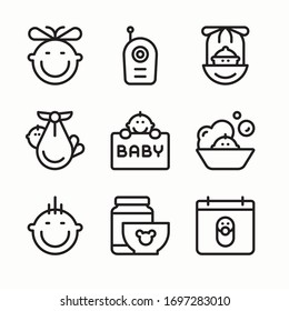 Icon Set Baby Collection for different seasons. Line with Editable stroke