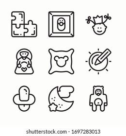 Icon Set Baby Collection for different seasons. Line with Editable stroke