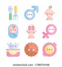Icon Set Baby for different seasons Color
