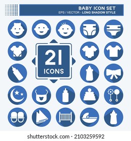 Icon Set Baby - Long Shadow Style - Simple illustration,Design template vector, Good for prints, posters, advertisements, announcements, info graphics, etc.