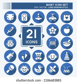 Icon Set Baby. suitable for Kids symbol. long shadow style. simple design editable. design template vector. simple illustration