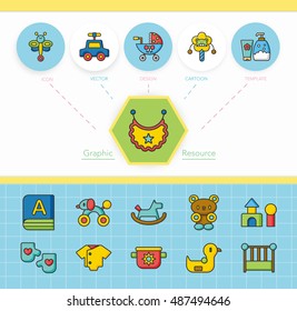 icon set baby vector