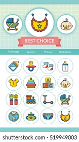 icon set baby vector