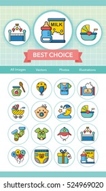 icon set  baby vector