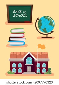 icon set back to school cartoon