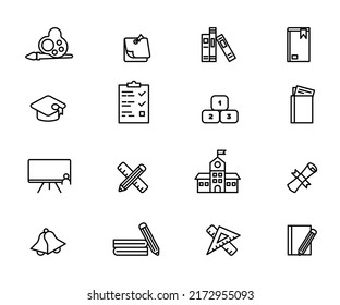 Icon Set Back To School, Simple Line Editable Stroke, Icon Of Study, Learn, Student, Play. Let's Make Your Design Easier.