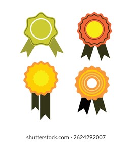 Icon set of badge images awards ribbon full color with vector style editable.