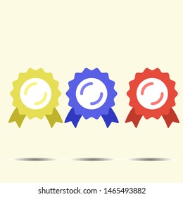 icon set badges use different color red yellow and blue illustrations. Vector EPS10