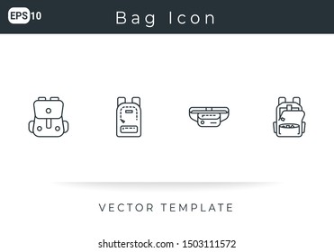 Icon Set Bag For Website, Infographic Element. Vector Illustration