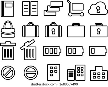 Icon set for bags, notes, carts, etc.