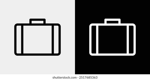 Icon set of bags used when shopping, suitcases used when traveling, and carry cases
