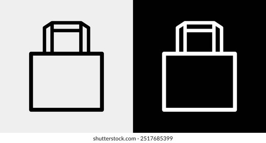 Icon set of bags used when shopping, suitcases used when traveling, and carry cases