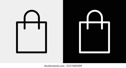 Icon set of bags used when shopping, suitcases used when traveling, and carry cases