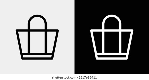 Icon set of bags used when shopping, suitcases used when traveling, and carry cases