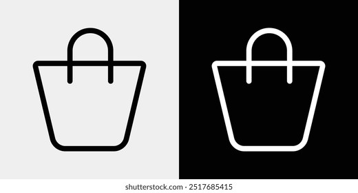 Icon set of bags used when shopping, suitcases used when traveling, and carry cases