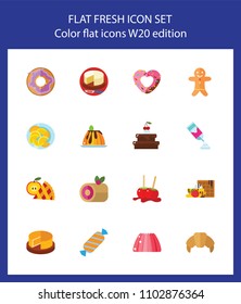 Icon set of bakery and chocolate. Dessert, confectionary, snack. Sweet food concept. For topics like cafe, unhealthy eating, gastronomy