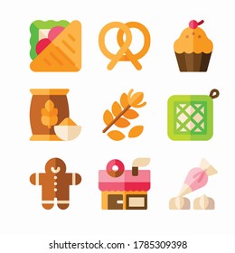 Icon Set Bakery for different seasons Color