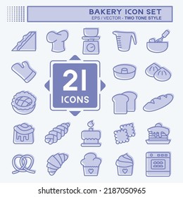 Juego de iconos Panadería. adecuado para el símbolo Bakery. estilo de dos tonos. diseño simple editable. vector de plantilla de diseño. ilustración simple