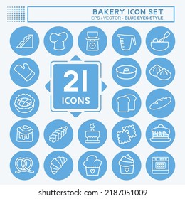 Icon Set Bakery. suitable for Bakery symbol. blue eyes style. simple design editable. design template vector. simple illustration