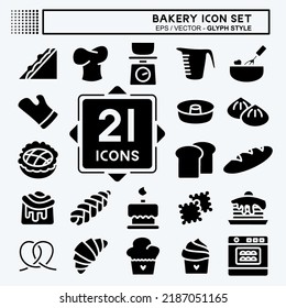 Icon Set Bäckerei. geeignet für Bäckereisymbol. Glyph-Stil. einfaches Design bearbeitbar. Designvorlage, Vektor. einfache Abbildung