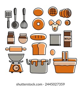 Conjunto de iconos de panadería o panadería para elemento, cartel, editable, icono de negocio y más