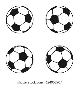 Icon set of Ball for european football. Soccer symbol, sign