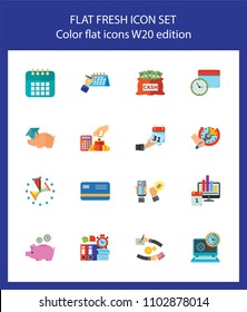 Icon set of banking signs. Time is money, time management, deadline. Finance concept. For topics like business, management, economics
