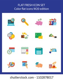 Icon set of banking signs. Time is money, time management, deadline. Finance concept. For topics like business, management, economics