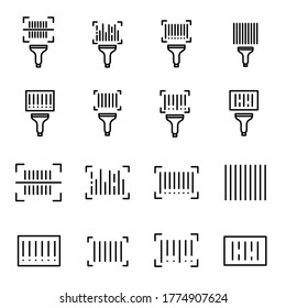 Icon set of bar code. Editable vector pictograms isolated on a white background. Trendy outline symbols for mobile apps and website design. Premium pack of icons in trendy line style.