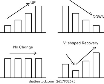 Icon set of bar graph with various changes