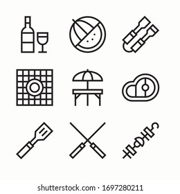 Colección de parrilladas de conjunto de iconos . Línea con trazo editable
