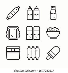 Icon Set Barbecue Collection . Line with Editable stroke