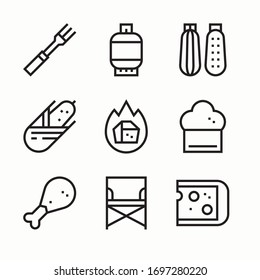Icon Set Barbecue Collection . Line with Editable stroke