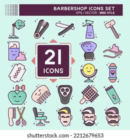 Icon Set Barbershop. suitable for education symbol. MBE style. simple design editable. design template vector. simple illustration