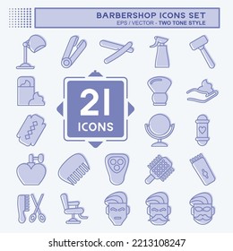 Icon Set Barbershop. suitable for education symbol. two tone style. simple design editable. design template vector. simple illustration