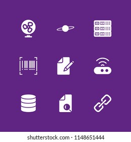  icon set with barcode, file and database vector illustration for graphic design and web