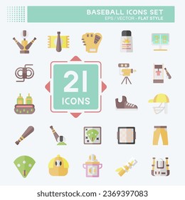 Icon Set Baseball. related to Sport symbol. flat style. simple design editable. simple illustration