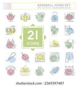 Icon Set Baseball. related to Sport symbol. Color Spot Style. simple design editable. simple illustration