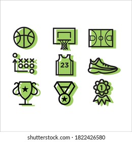 icon set of basketball flat design