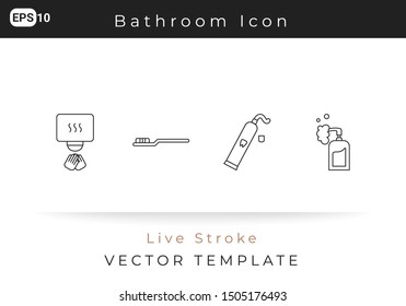 Icon Set Bathroom For Website, Infographic Element. Vector Illustration