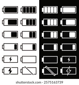 Icon set for battery charge indication.